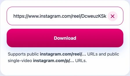 सार्वजनिक Instagram लिंक पेस्ट करें और प्रीव्यू खोलने के लिए डाउनलोड चुनें।